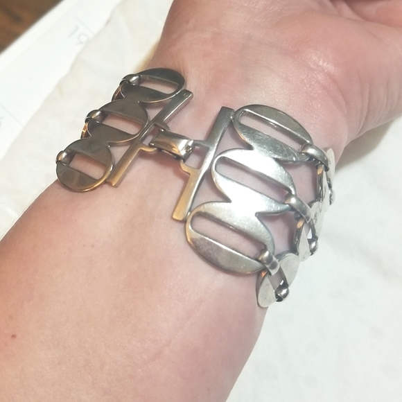 VTG SPERRY Mid Century Modernist Wide Chromed Bracelet - Picture 2 of 5